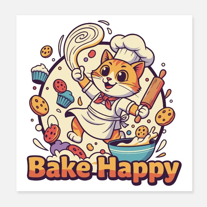 Chat patron Happy Poster 20 x 20 cm