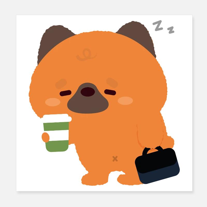 Schläfriger Deutscher Schäferhund-Kaffee Poster 20x20 cm