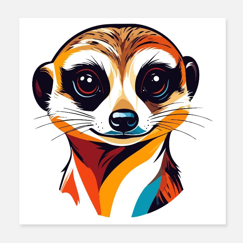 Illustration colorée de tête de suricate Poster 20 x 20 cm