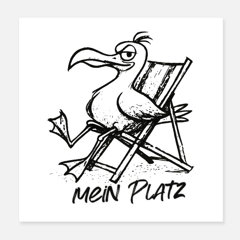 Pélican sur la chaise longue – Chez moi Poster 20 x 20 cm