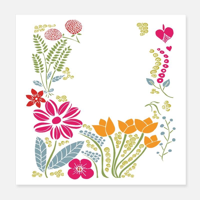 Floral Frame Poster 8" x 8" (20x20 cm)