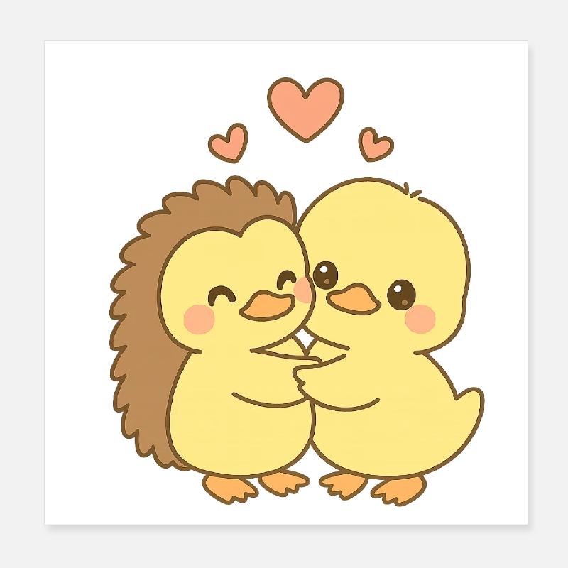 Couple de canards pour la Saint-Valentin Poster 20 x 20 cm