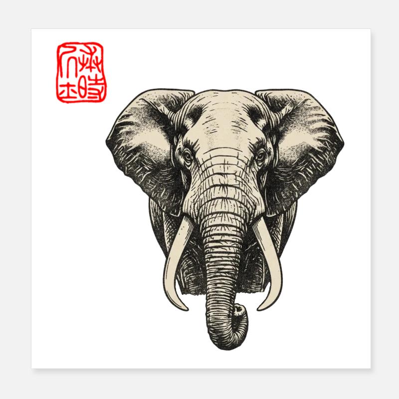 Elefant Asiatisch Poster 20x20 cm