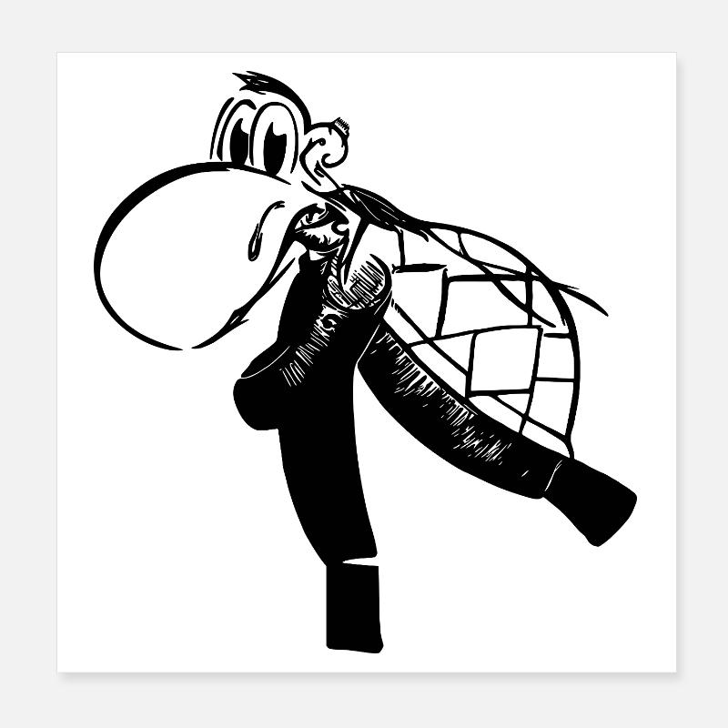 Caution Turtle Poster 20x20 cm