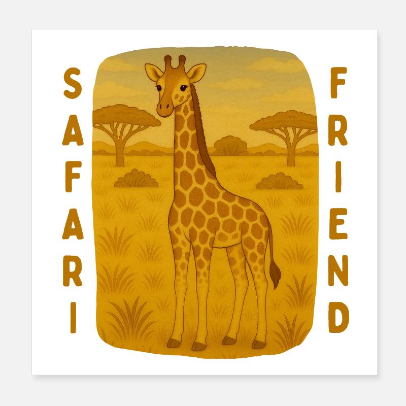 Giraffe in der goldenen Savanne Poster 20x20 cm