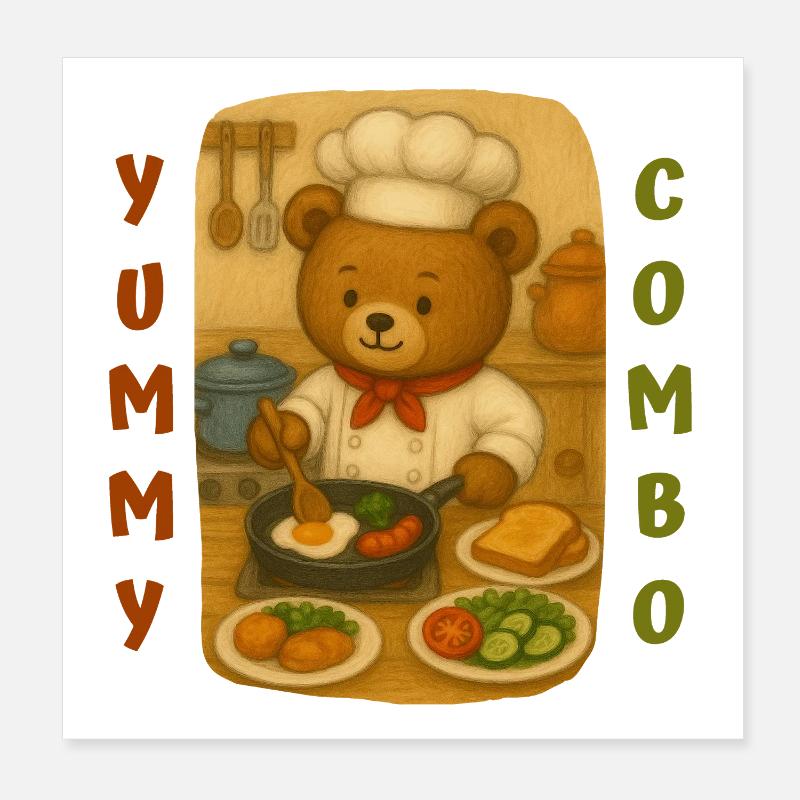 Bear Cook Poster 8" x 8" (20x20 cm)