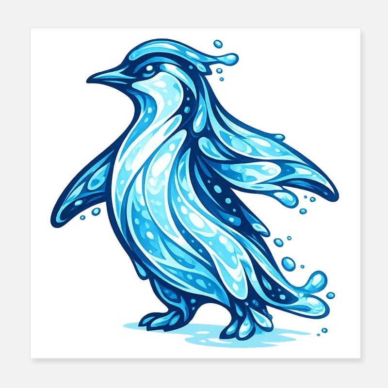 Pingouin d’eau – Pingouin de l’Animal des Vagues Poster 20 x 20 cm