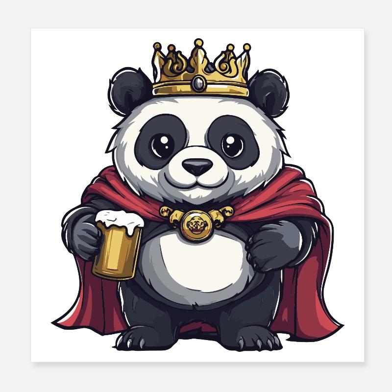 Panda Beer King Poster 8" x 8" (20x20 cm)