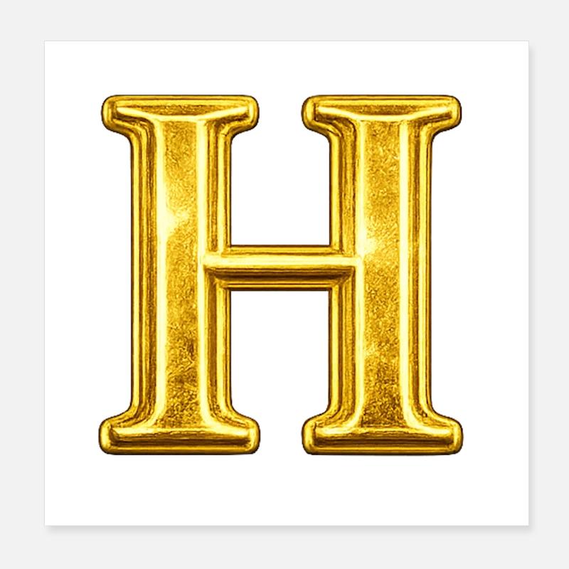 Golden H Monogram Poster 8" x 8" (20x20 cm)