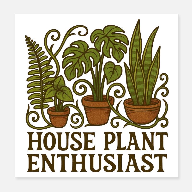 Passionné de plantes d’intérieur Poster 20 x 20 cm