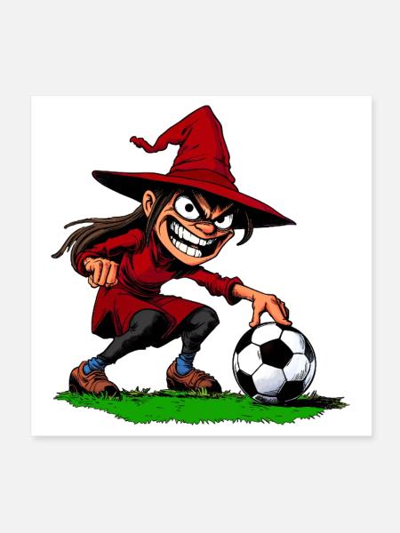 Footballeur Sorcière - Poster 20 x 20 cm - blanc