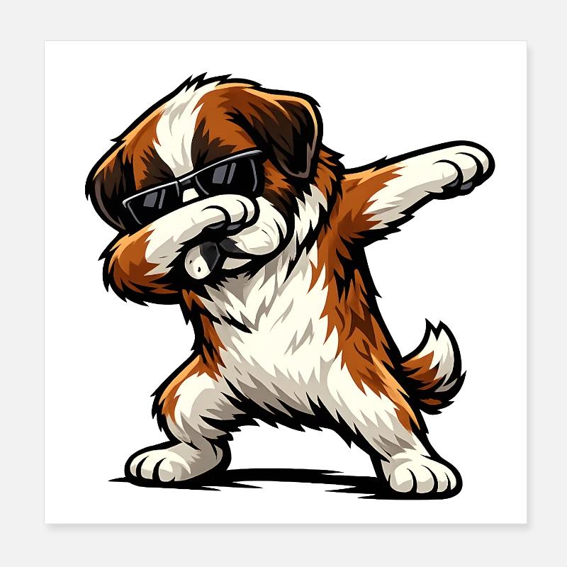 Dabbing St. Bernard Poster 8" x 8" (20x20 cm)