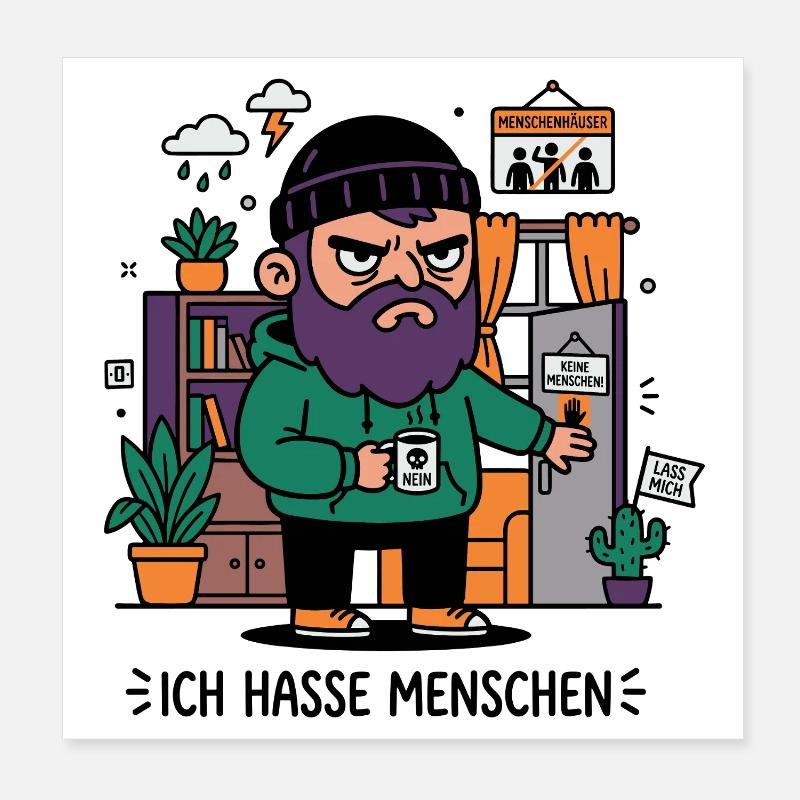 Keine Menschen Humor Introvertiert Poster 20x20 cm
