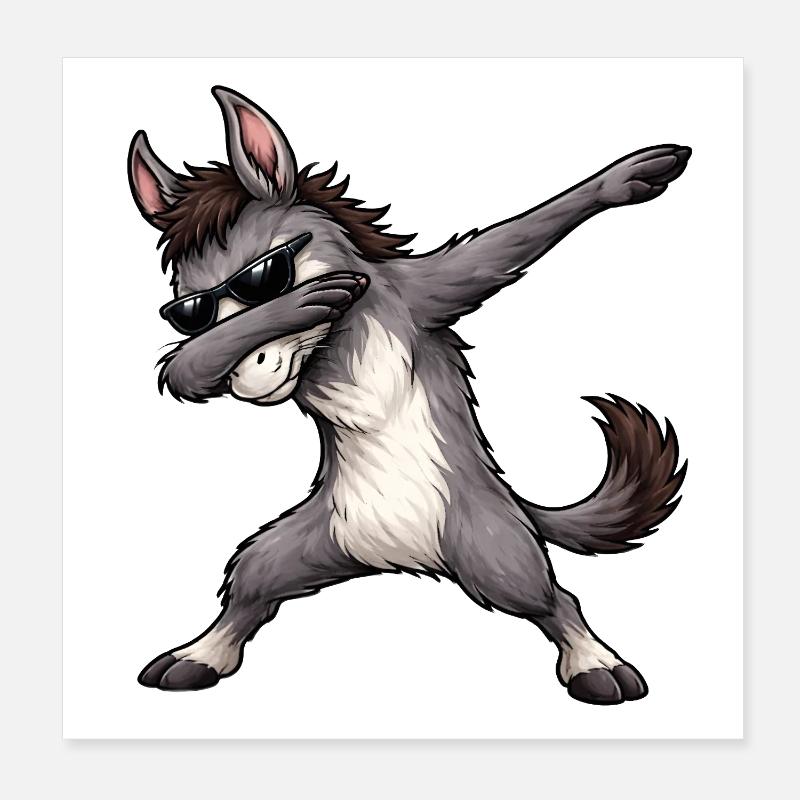 Dabbing Donkey - Poster 8" x 8" (20x20 cm) - white