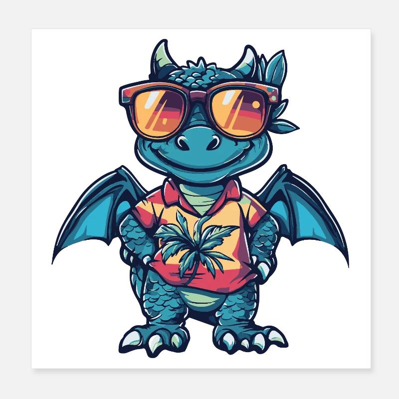 Dragon Comic Holiday Poster 20 x 20 cm