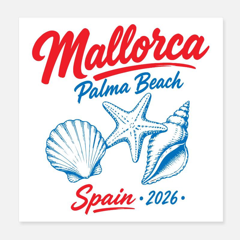Malle 2026 Mallorca Palma Beach Spain 2026 Poster 8" x 8" (20x20 cm)