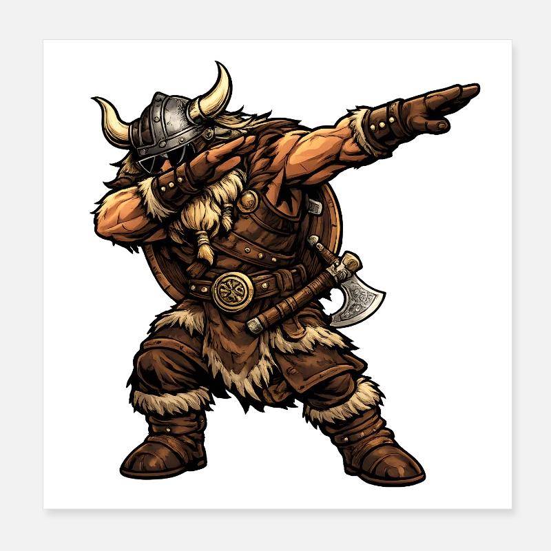 Dabbing Wikinger Poster 20x20 cm
