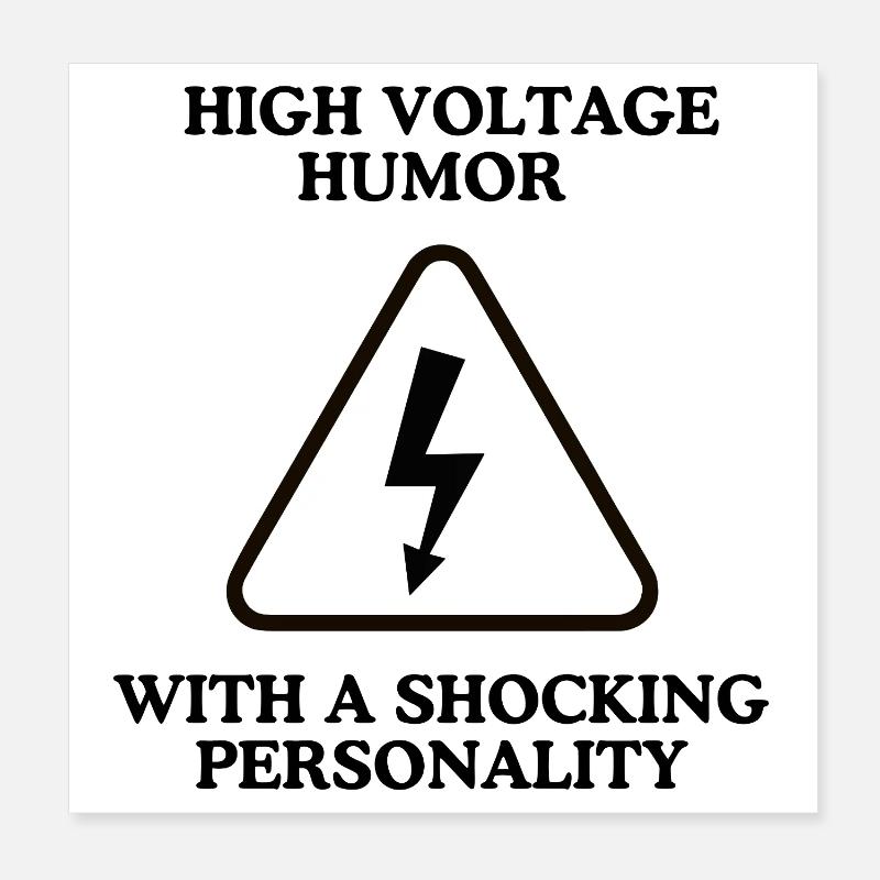 Lightning Warning Triangular Sign Poster 8" x 8" (20x20 cm)