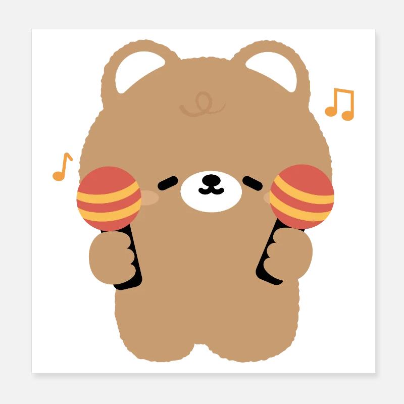 Bear Maraca Beat Poster 20x20 cm