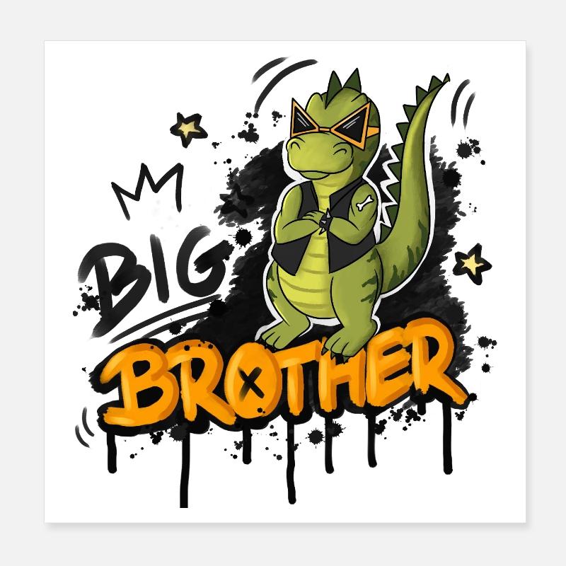 Dino Big Brother Style - Poster 20 x 20 cm - blanc