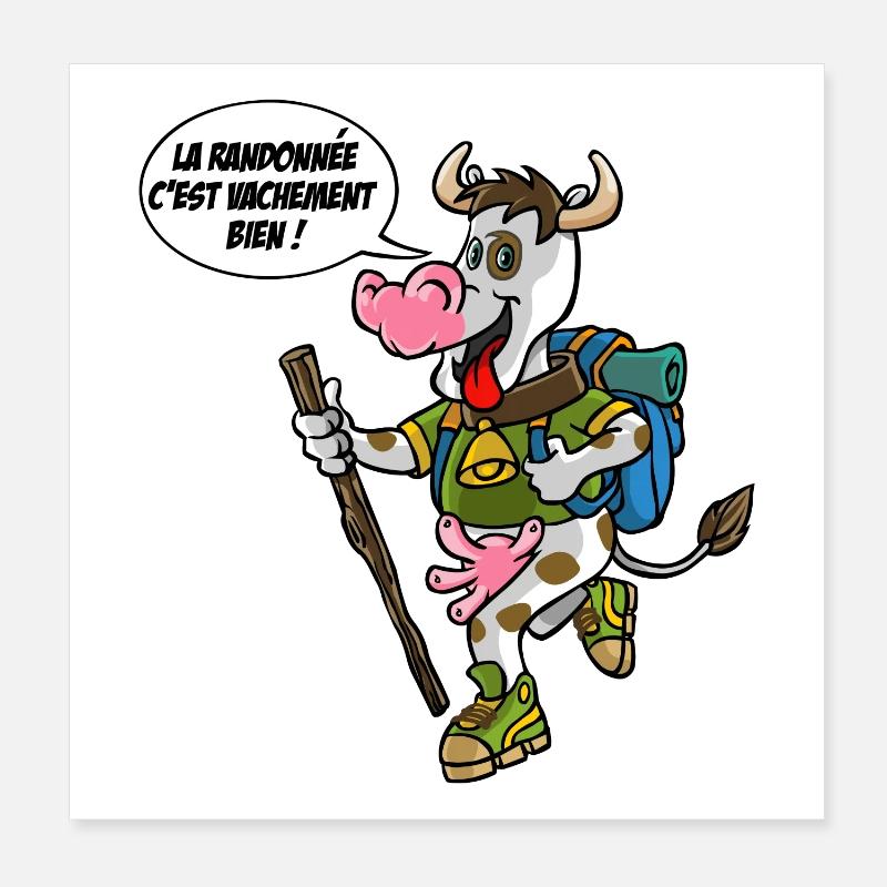 la vache en randonnée Poster 20 x 20 cm
