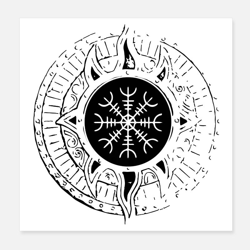 Aegishjalmur Helm blanc Ægir Poster 20 x 20 cm