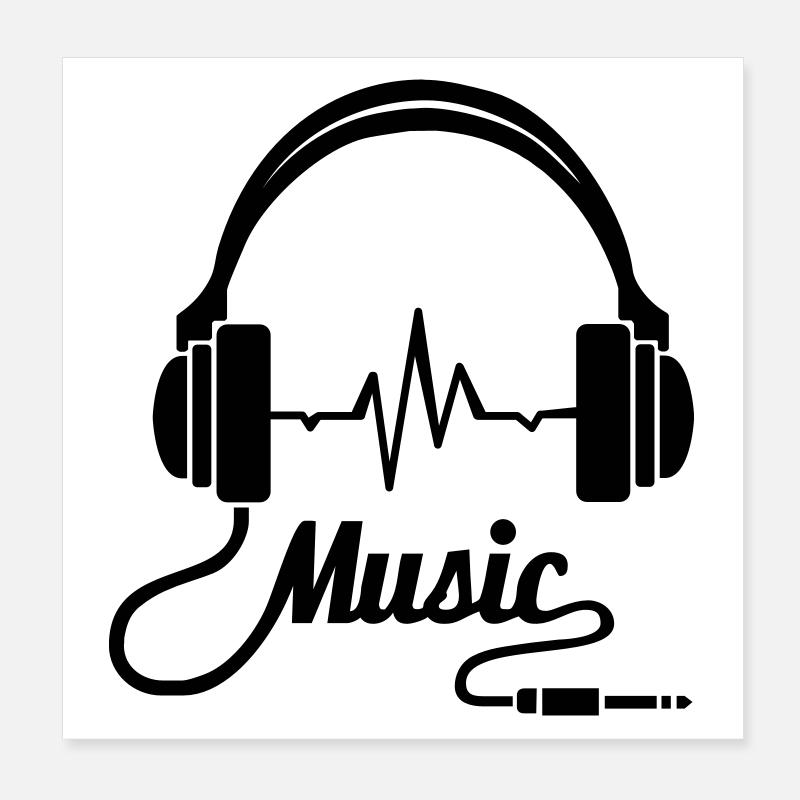 Écouteurs de musique! Poster 20 x 20 cm