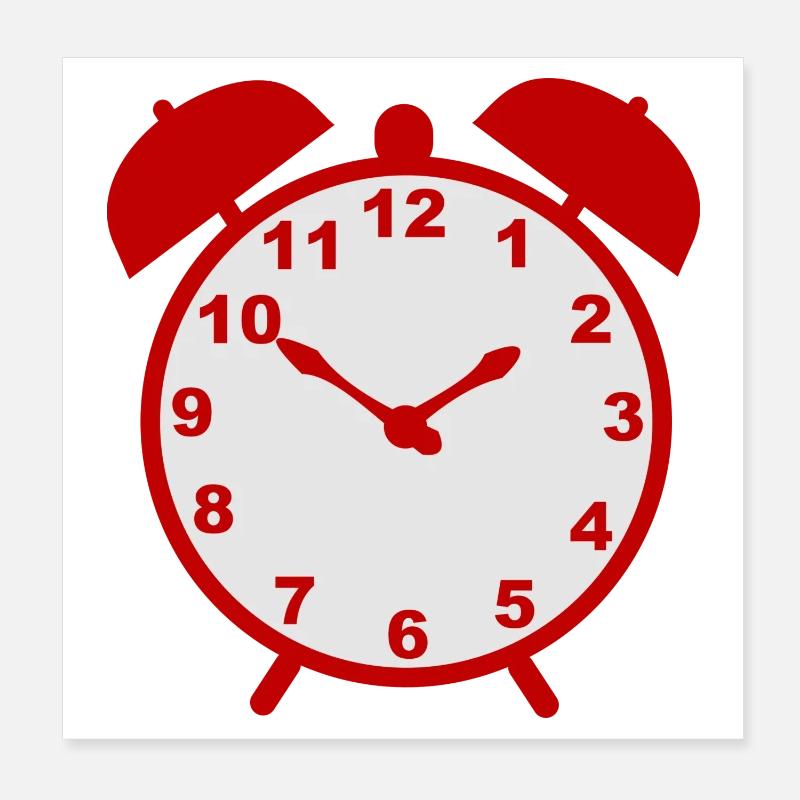 Klassischer Wecker mit rotem Rahmen Poster 20x20 cm