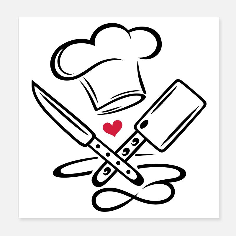 Kochen Kochmütze Chefkoch Messer Infinity Symbol Poster 20x20 cm
