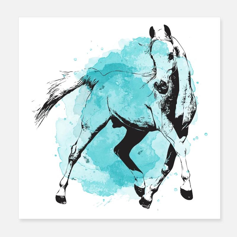 Cheval turquoise Poster 20 x 20 cm