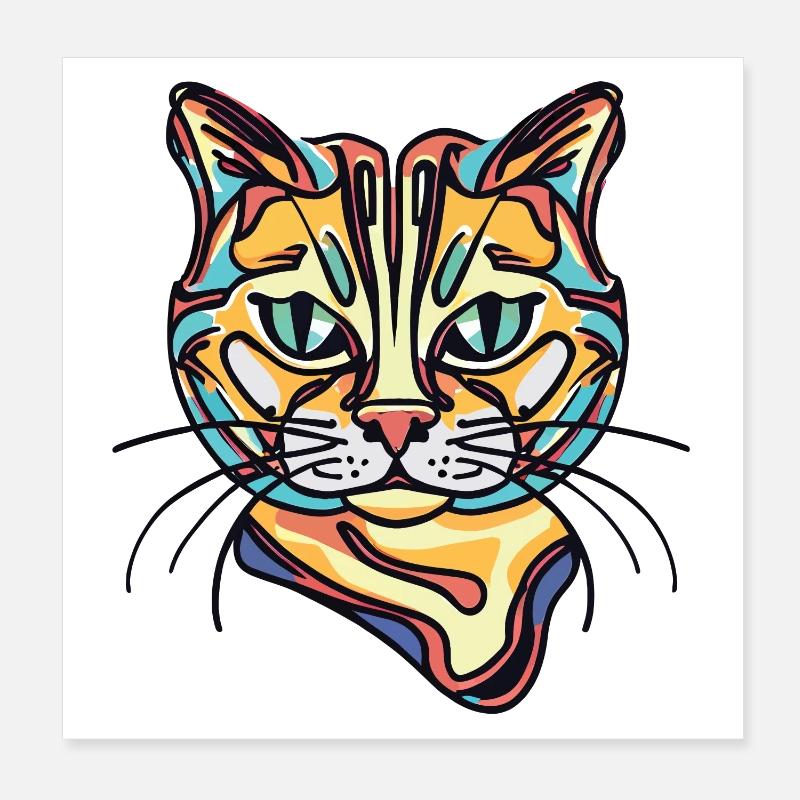 Bunte Katze Poster 20x20 cm