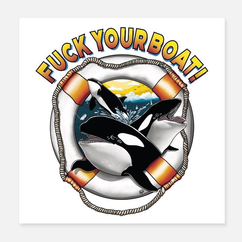 Orca im Rettungsring Poster 20x20 cm