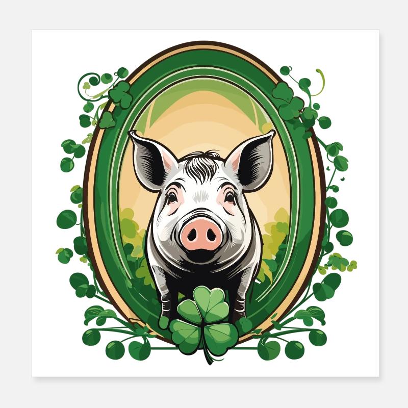 Cochon chanceux Poster 20 x 20 cm