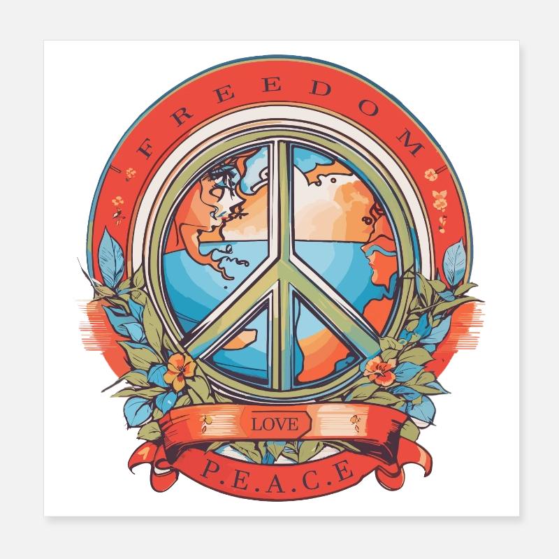 Freedom, Love, Peace Poster 8" x 8" (20x20 cm)