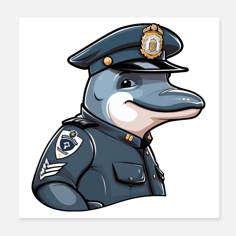 Delfin Polizei Poster 20x20 cm