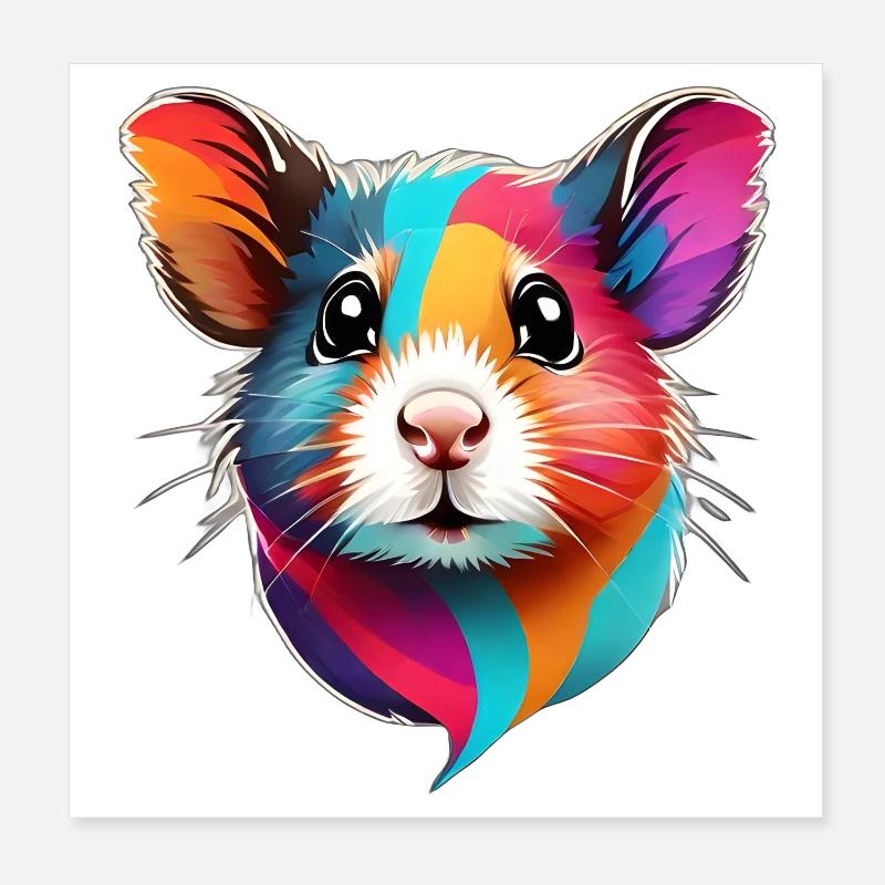 visage de hamster coloré Poster 20 x 20 cm