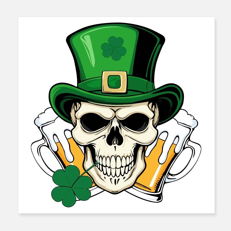 Crâne San Patrick Day Poster 20 x 20 cm