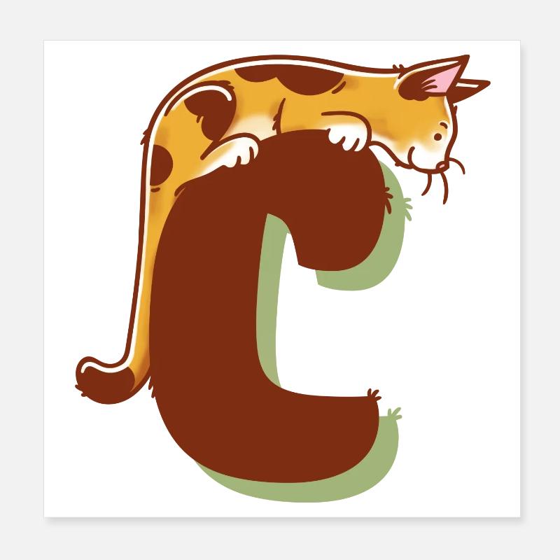 Katze Buchstabe C Poster 20x20 cm