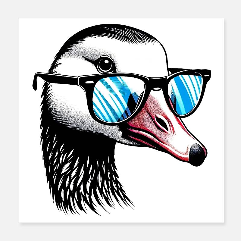 Gans mit Brille Poster 20x20 cm