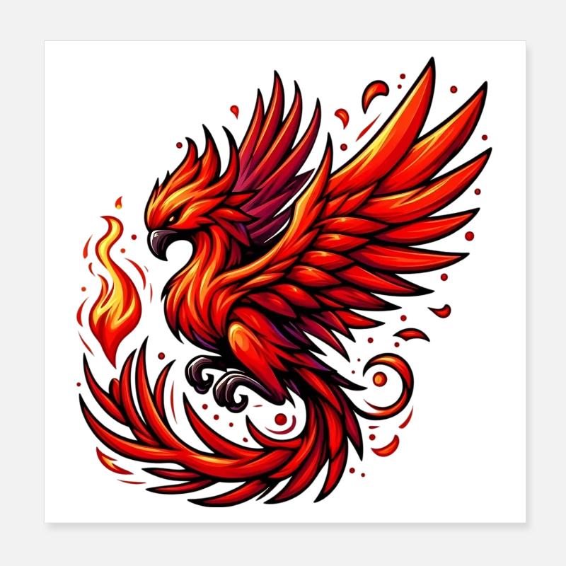Red Phoenix Poster 8" x 8" (20x20 cm)