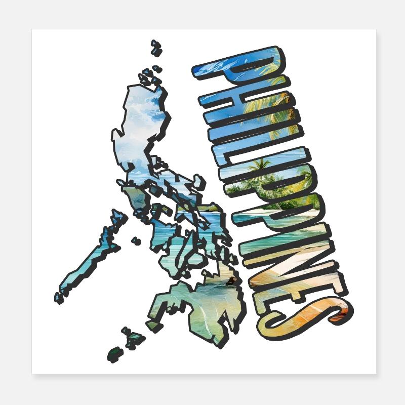 Watercolor Map Philippines Poster 8" x 8" (20x20 cm)