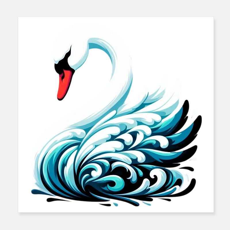 Swan Poster 8" x 8" (20x20 cm)