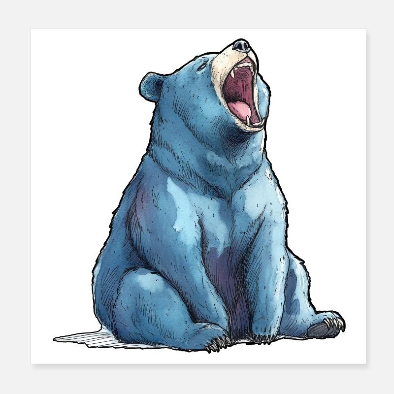 Aquarelle Ours Bleu Poster 20 x 20 cm