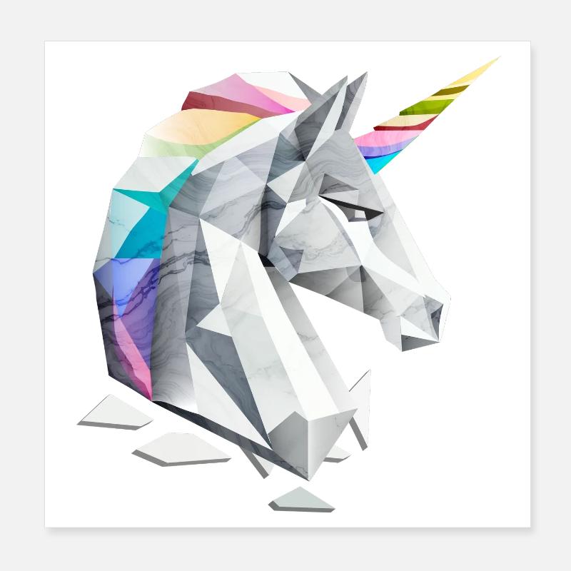 Geometric Unicorn with Rainbow Mane Poster 8" x 8" (20x20 cm)