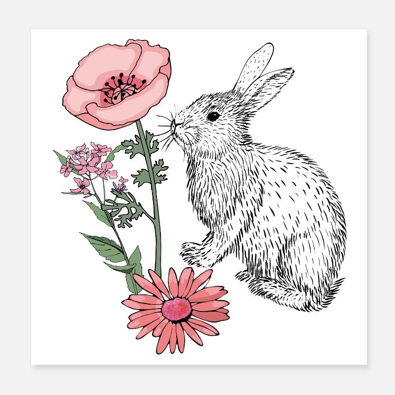 Easter Bunny Happy Easter Poster 8" x 8" (20x20 cm)