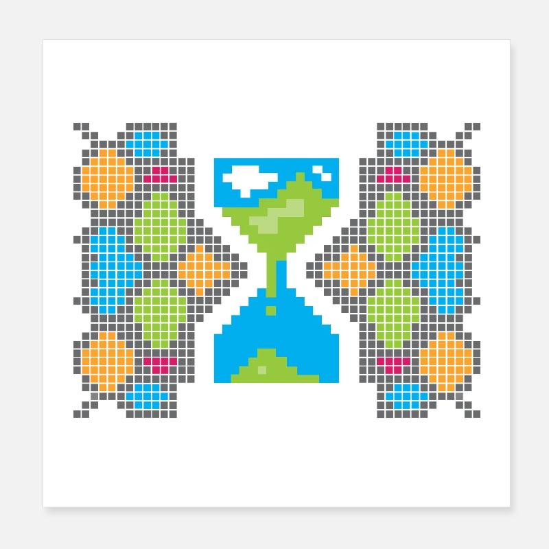 Pixel Gaming Loading – Don’t Panic Sanduhr Poster 20x20 cm