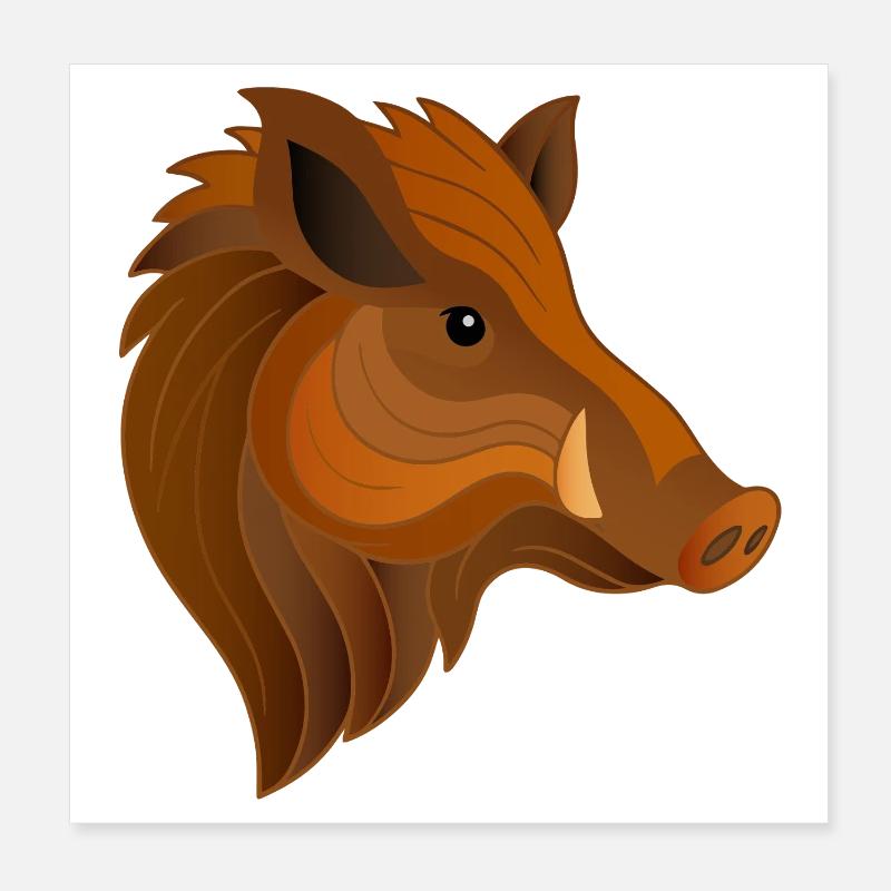 Sanglier Portrait Expressif Habitant de la Forêt Poster 20 x 20 cm