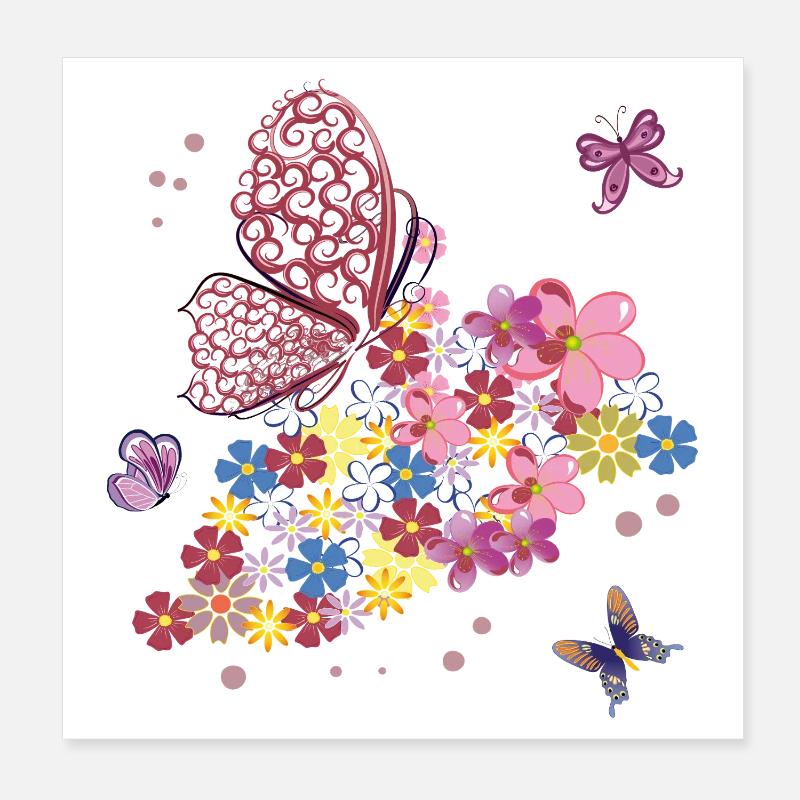 Papillons Poster 20 x 20 cm
