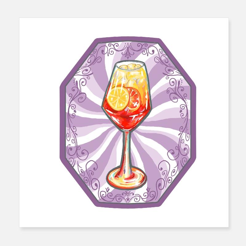 Summer Cocktail Illustration Poster 8" x 8" (20x20 cm)