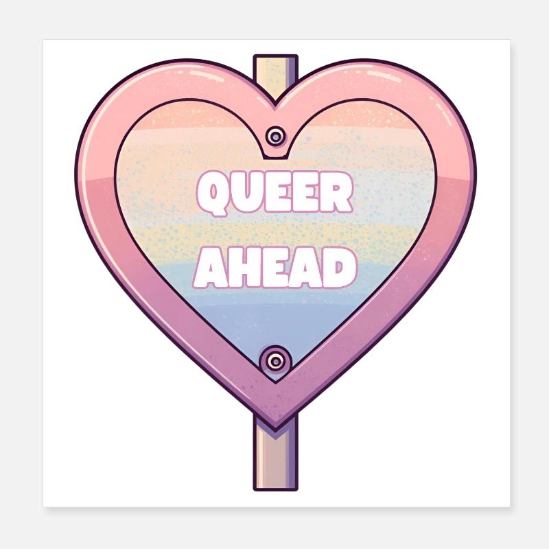 Queer Ahead – Regenbogen Herz Design Poster 20x20 cm